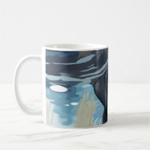 Mug Motif de natation du Labrador noir