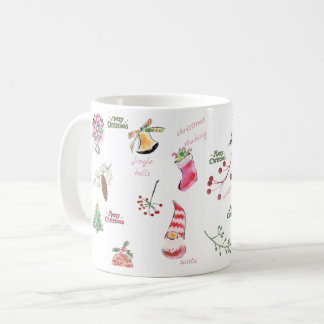 Mug Motif de Noël aquarelle fantaisiste de fêtes