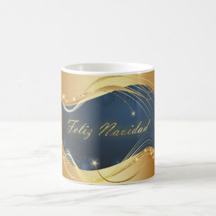 Mug Motif de Noël doré avec fond bleu...