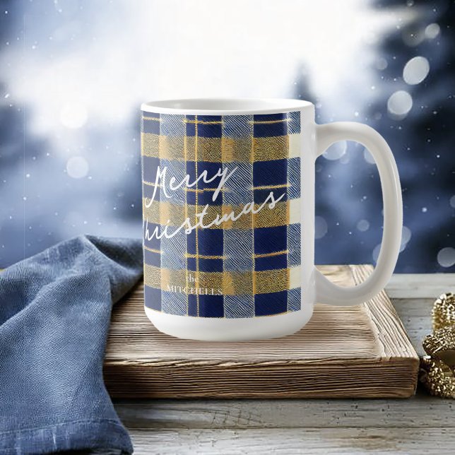 Mug Motif de Noël en or bleu n° 7 ID1009 (Créateur téléchargé)