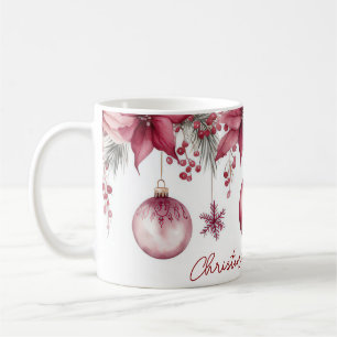 Mug Motif de Noël festif avec Baubles et Fleurs