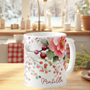 Mug Motif de Noël festif avec Baubles et Fleurs