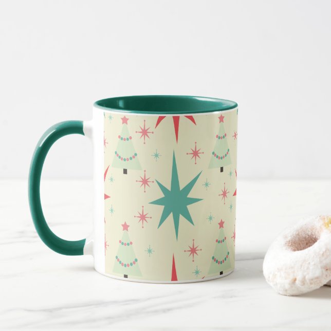Mug Motif de Noël moderne du milieu du siècle (Avec donut)