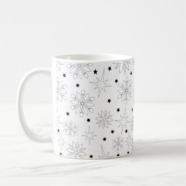 Mug Motif de Noël moderne noir et blanc (Gauche)
