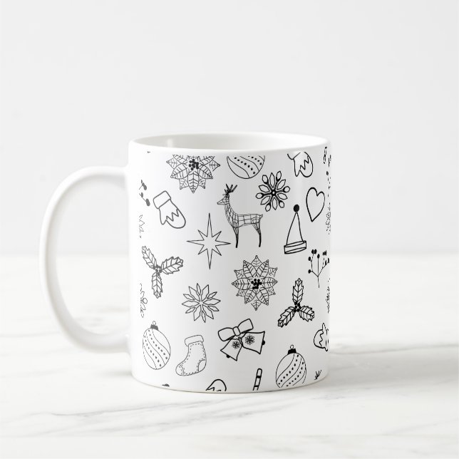 Mug Motif de Noël moderne noir et blanc (Gauche)