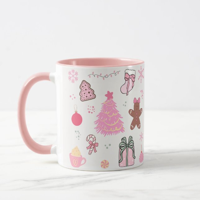 Mug Motif de Noël rose (Gauche)