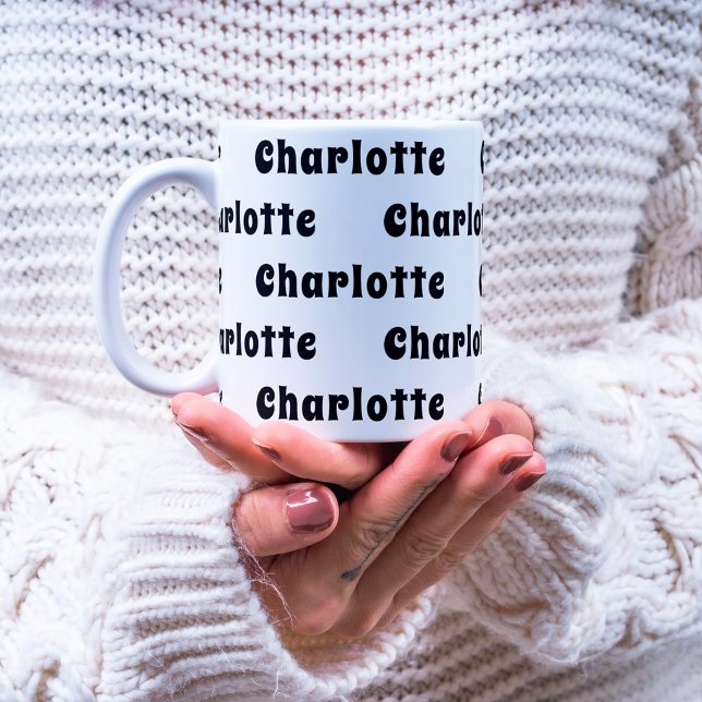 Mug Motif de nom blanc noir (Créateur téléchargé)