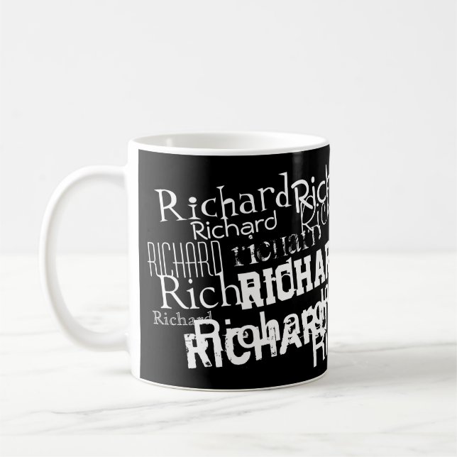 Mug motif de nom personnalisé noir et blanc (Gauche)