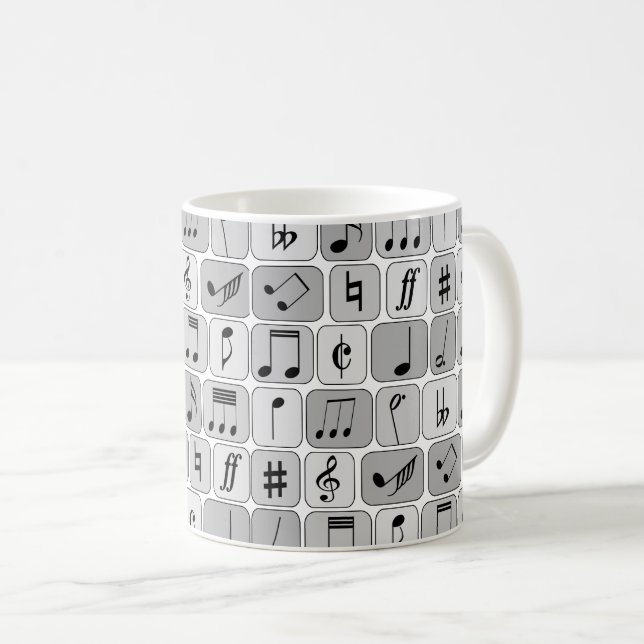 Mug Motif de notes de musique géométrique monochrome é (Devant droit)