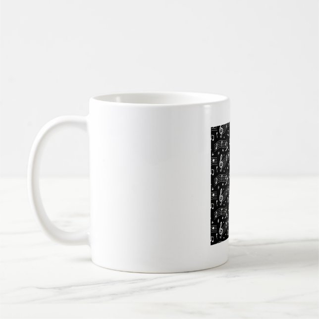 Mug Motif de notes musicales et de symboles blancs (Gauche)