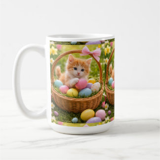 Mug Motif de œufs de Pâques avec photo de chaton 