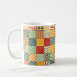Mug Motif de patchwork transparent coloré avec abstra
