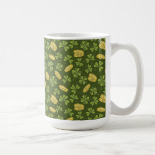 Mug Motif de pièce d'or de feuille et de trèfle