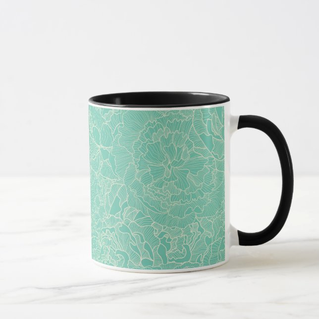 Mug Motif de pivoine de turquoise (Droite)