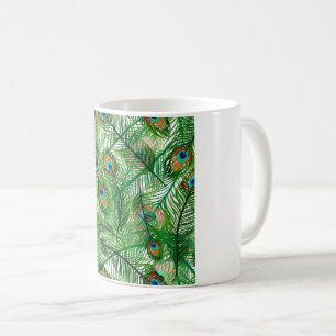 Mug motif de plumes de paon