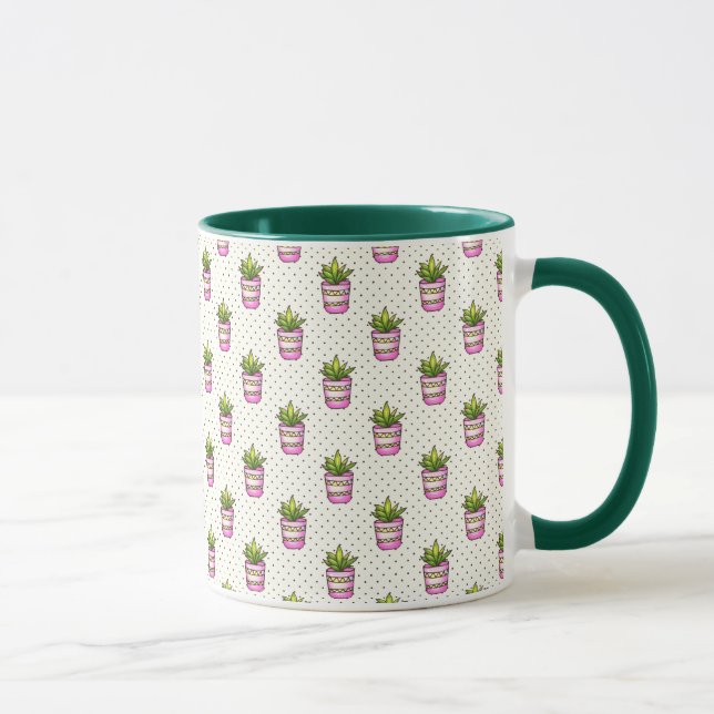 Mug Motif de point Polka Succulent Aquarelle (Droite)