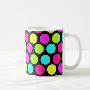 Mug Motif de pois au néon d'amusement coloré Girly