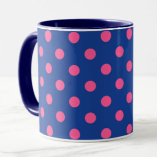 Mug Motif de pois roses sur fond bleu