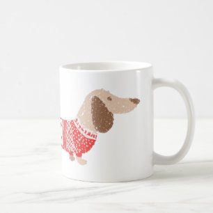 Mug Motif de pull de Noël rouge pour chien de Vienne F