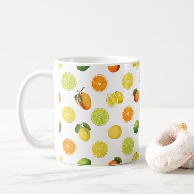 Mug Motif de rafraîchissement géométrique des agrumes (Avec donut)