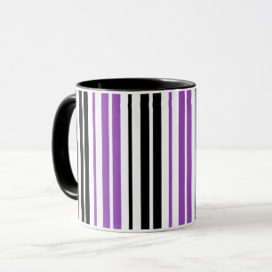 Mug Motif de rayures blanches noires violettes Design 