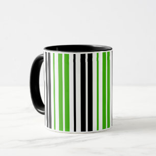 Mug Motif de rayures vert noir blanc