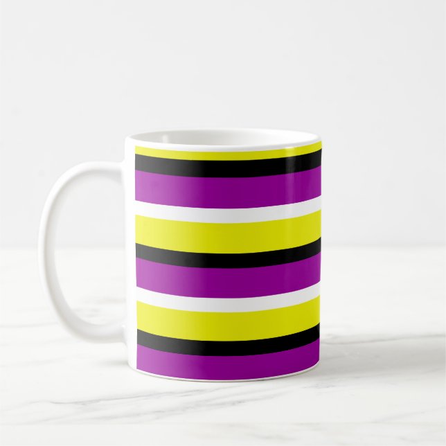 Mug Motif de rayures violet jaune (Gauche)