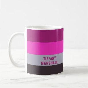 Mug Motif de rayures violettes roses, grises et foncée