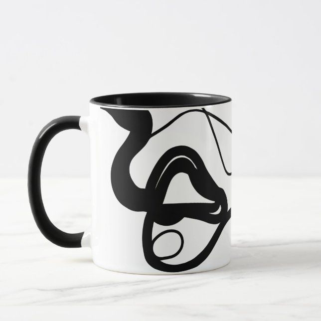 Mug Motif de rétention : Abstrait noir, blanc, gris et (Gauche)