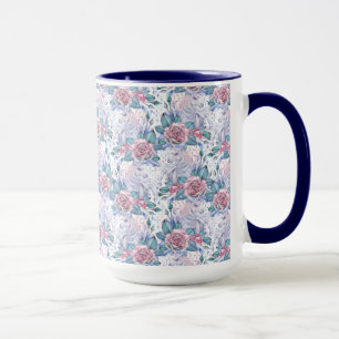 Mug Motif de rose de rose et de bleu