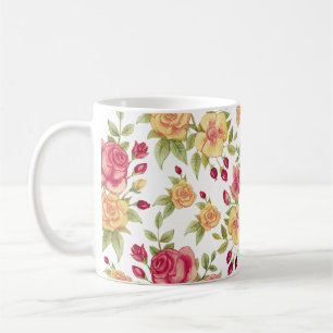 Mug Motif de roses rouges et jaunes et de boutons de r