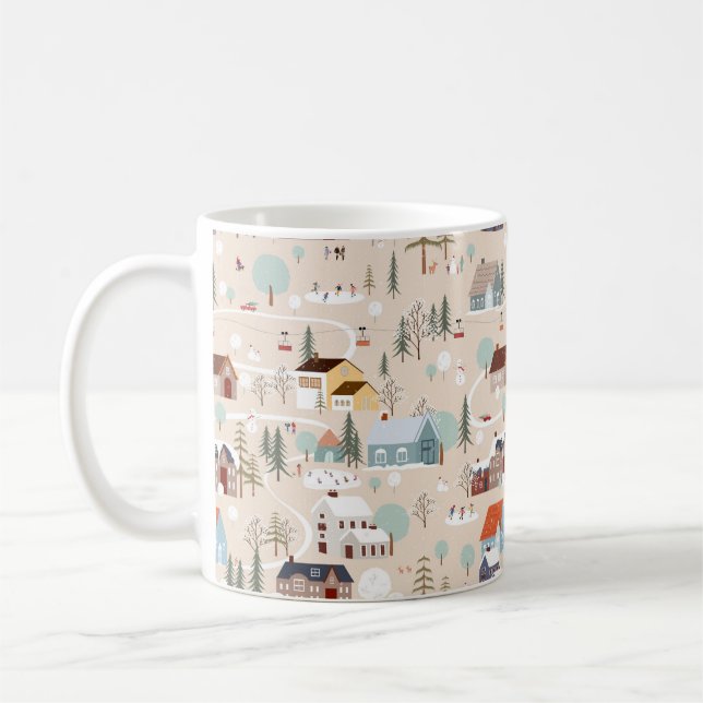 Mug Motif de scène confortable du Village d'hiver (Gauche)