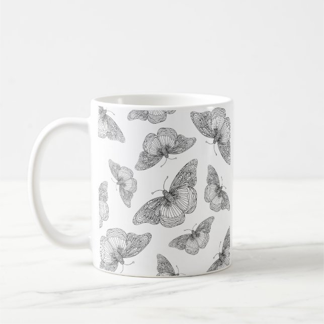 Mug Motif de stylo et de papillon d'encre (Gauche)