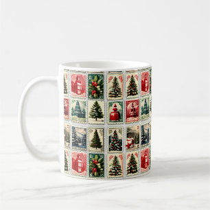 Mug Motif de timbres de Noël vintage nostalgique