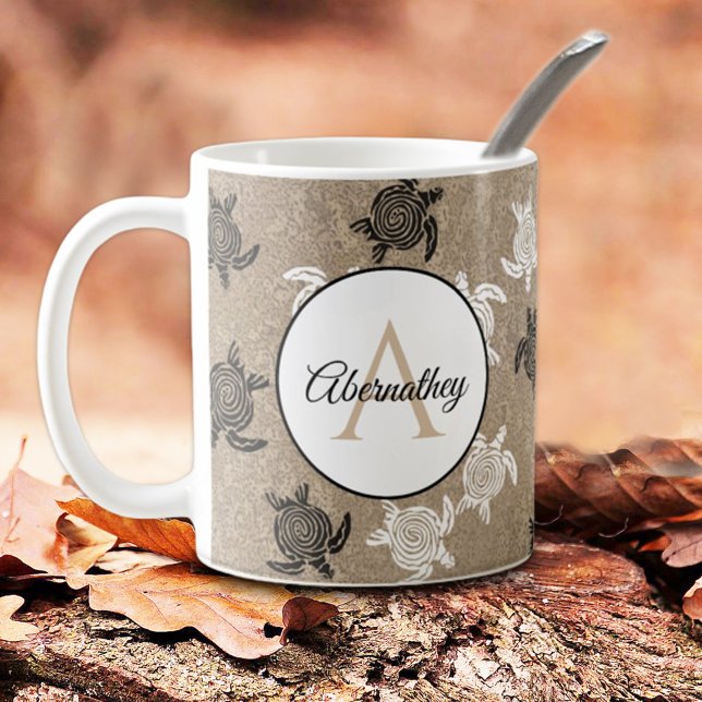 Mug Motif de tortues d'art tribales blanches personnal (Créateur téléchargé)