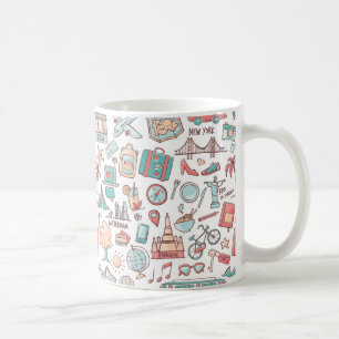 Mug Motif de touristes en pastel