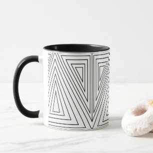 Mug Motif de triangle concentrique noir et blanc