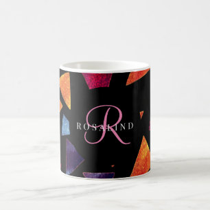 Mug Motif de triangles colorés élégants avec monogramm