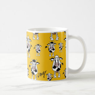 Mug Motif de vaches et de taureaux sur le fond jaune