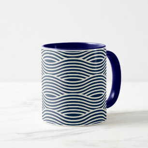 Mug Motif de vague bleu et blanc de la marine
