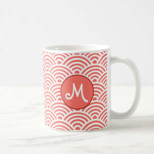 Mug Motif de vague japonais Seigaiha avec Monogramme