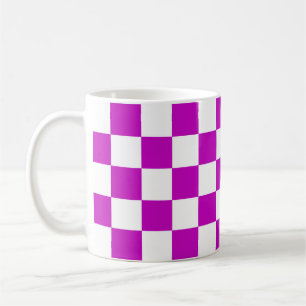 Mug Motif de vérification À damiers blanc violet