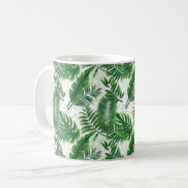 Mug Motif de  vert tropical des Feuilles (Devant gauche)