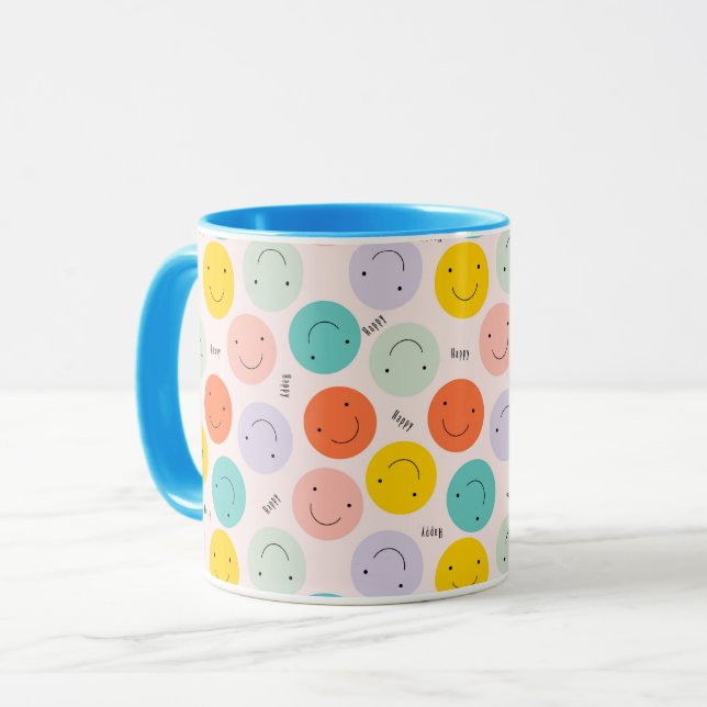 Mug Motif de visage joyeux souriant coloré (Devant gauche)