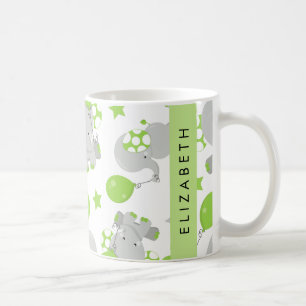 Mug Motif D'Eléphants, Eléphants Mignons, Votre Nom