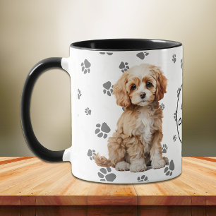 Mug Motif d'empreinte de patte de chien Cavapoo que j'