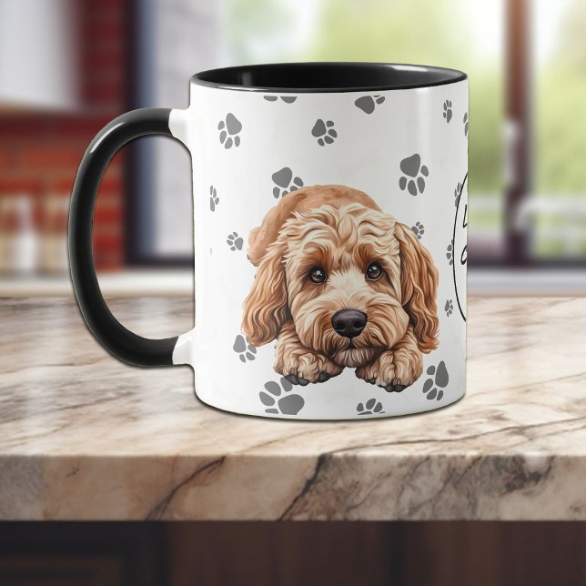 Mug Motif d'empreinte de patte de Cockapoo que j'aime (Créateur téléchargé)
