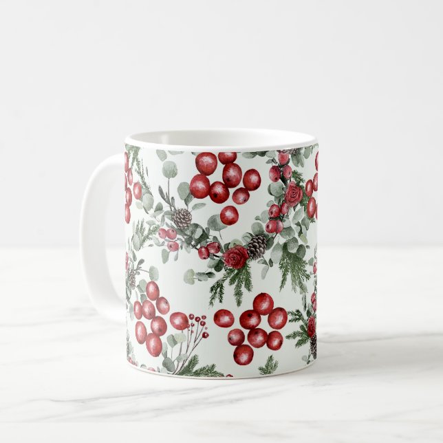 Mug Motif des baies d'aquarelle Noël (Devant gauche)