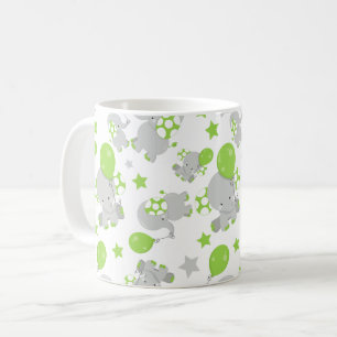 Mug Motif Des Eléphants, Eléphants Mignons - Grey Vert