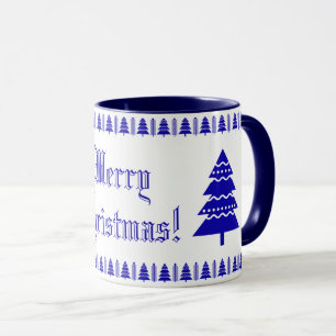 Mug Motif des étoiles d'arbre de Noël moderne bleu e